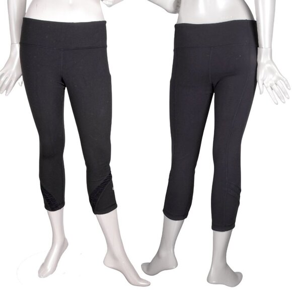 Lululemon Black Mid-rise Crop Leggings Ruched Calf Capris Luon Stretch Yoga - Picture 14 of 14